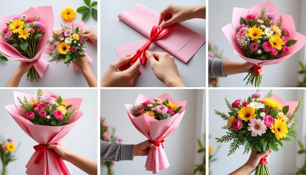Tuto emballage bouquet de fleurs : la pose expliquée étape par étape