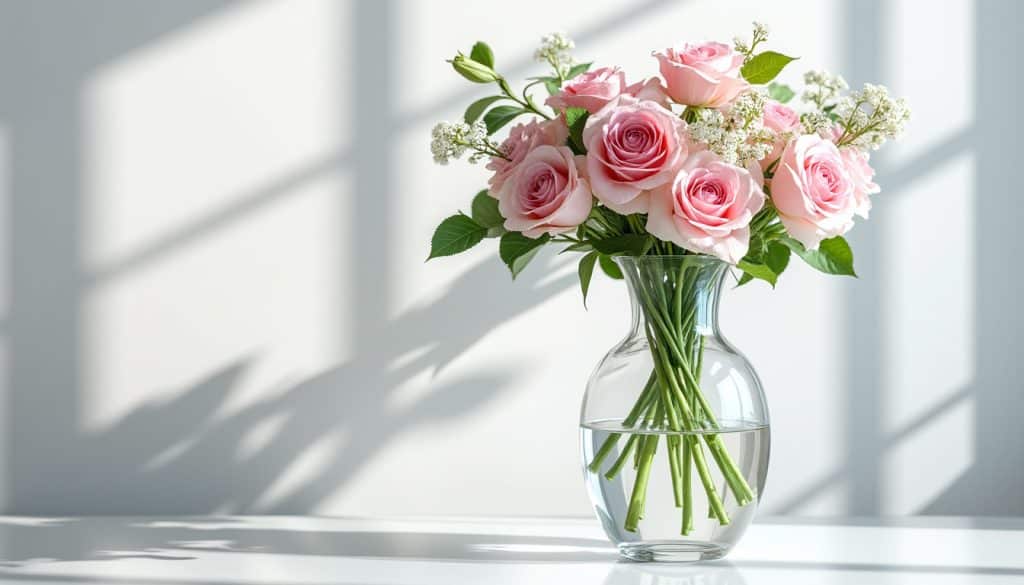 Vase adapté à un bouquet : hauteur, col et matière