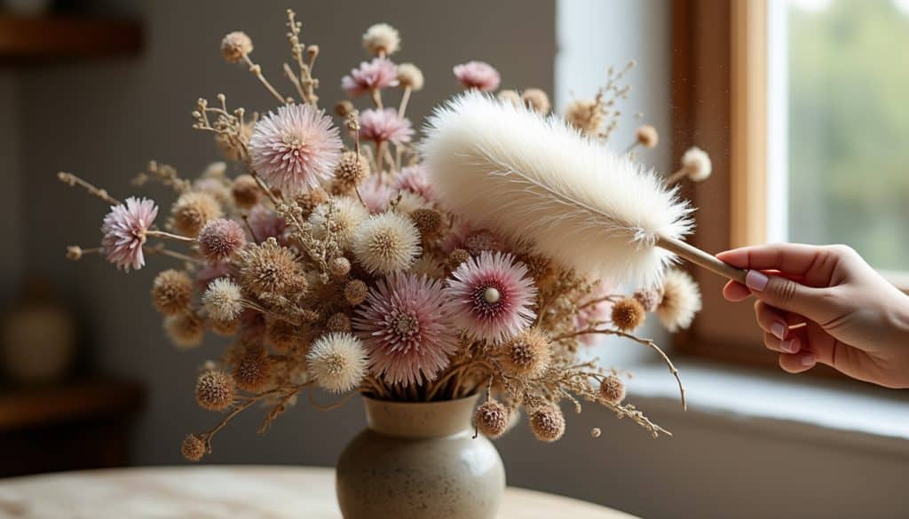 Bouquet de fleurs séchées : l&rsquo;entretien et la poussière